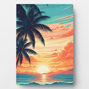 Plaque Photo Plage Sunset Vibes Retro
