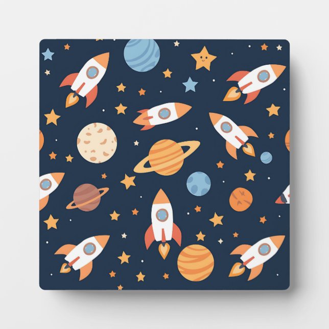 Plaque Photo Planètes Fusées Espace Motif Mignon (Devant)