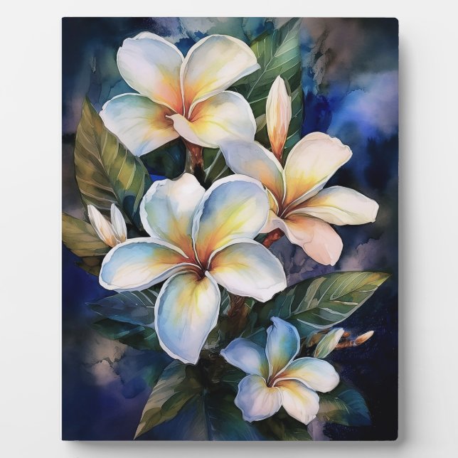 Plaque Photo Plumeria Hawaiian Moonlight (Devant)