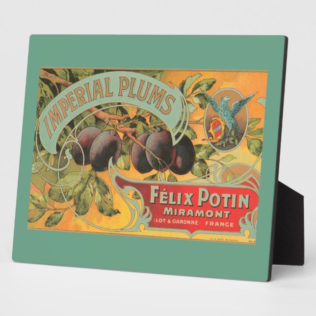 Plaque Photo Plums vintages Étiquette de fruits (Côté)