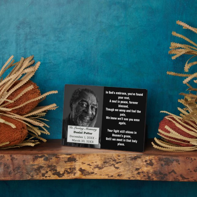 Plaque Photo Poème chrétien Photo de papa Mémorial Funérailles  (Côté)