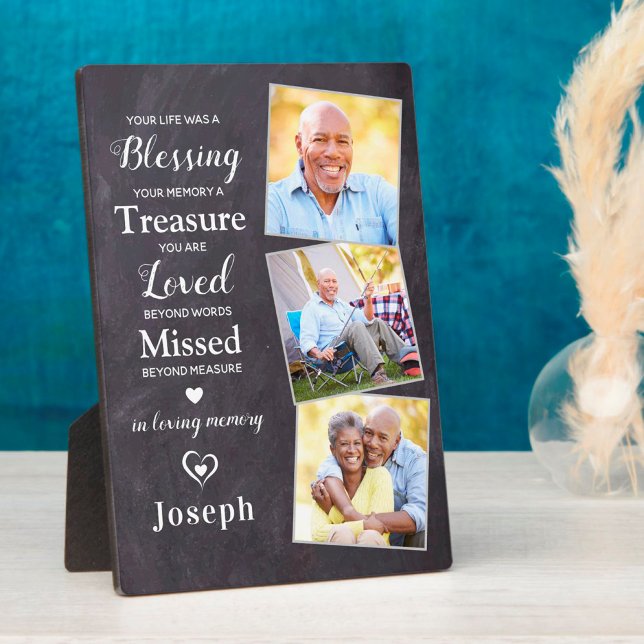 Plaque Photo Poème commémoratif personnalisé Sympathie 3 Photo (Créateur téléchargé)