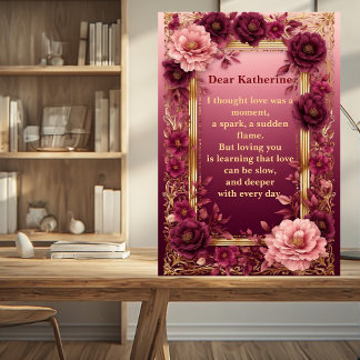 Plaque Photo Poème d'amour romantique Âme sœur Roses rustiques