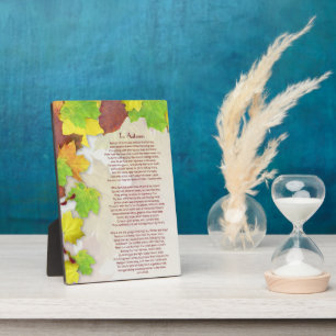 Plaque Photo Poème d'automne de John Keats