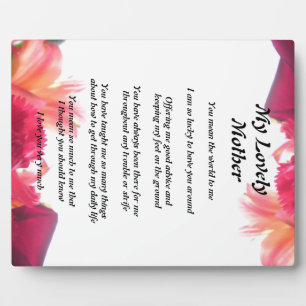 Plaque Photo Poème de la mère