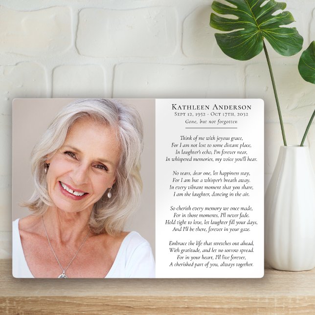 Plaque Photo Poème de réflexion Photo Mémorial Condoléances (Créateur téléchargé)