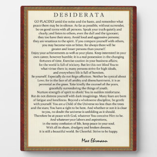 Plaque Photo Poème de style traditionnel Desiderata de Max Ehrm
