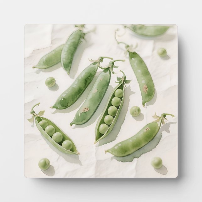 Plaque Photo Pois verts frais aquarelle (Devant)