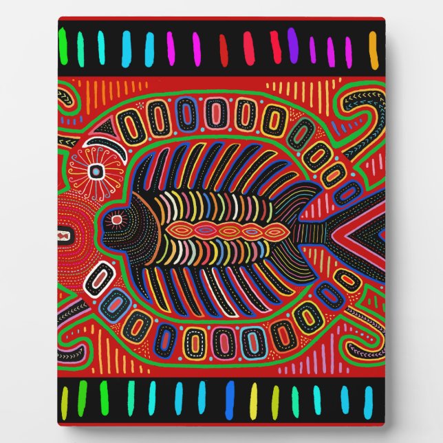 Plaque Photo Poisson volant Cuna Indian Mola (Devant)