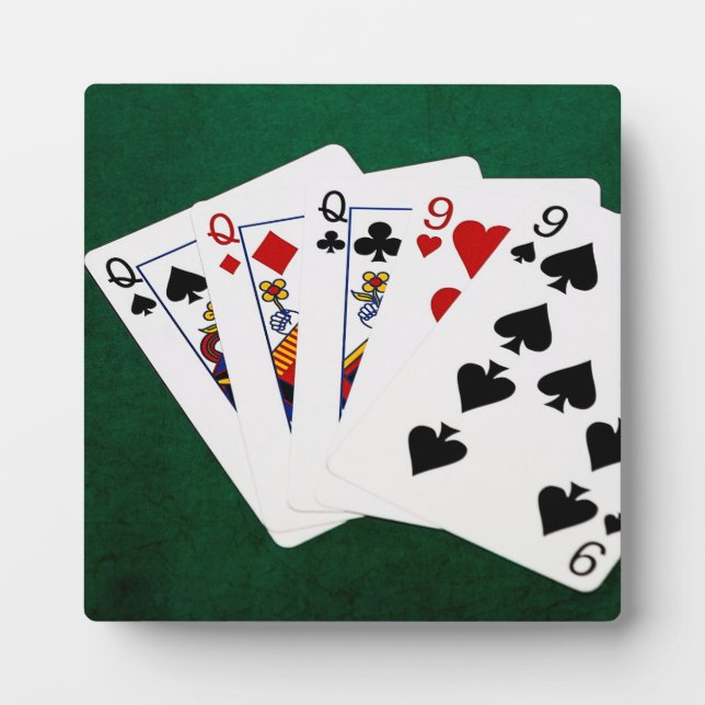 Plaque Photo Poker Hands - Full House - Queen et Nine (Devant)