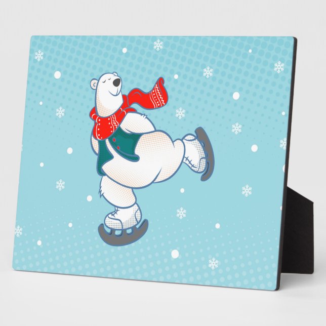 Plaque Photo Polar bear on ice skates (Côté)