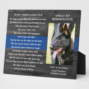 Plaque Photo Police Dog Memorial Fallen Officer Police K9 Photo