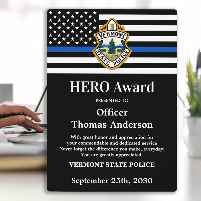 Plaque Photo Police HERO Département Custom Logo Officier Burea (Créateur téléchargé)