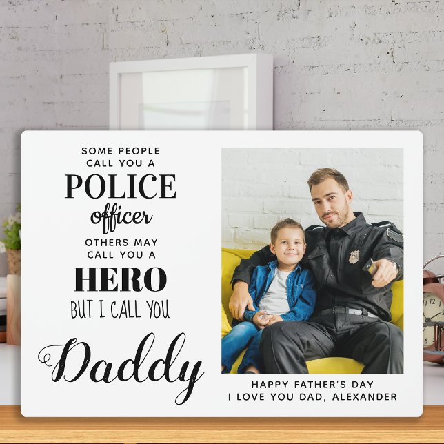 Plaque Photo Police Officier Hero Daddy Fête des pères Photo (Créateur téléchargé)
