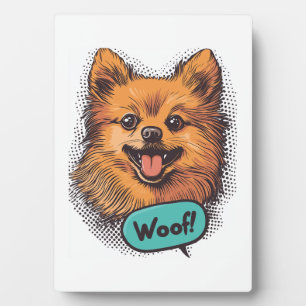 Plaque Photo Pomeranian Pop Art � Chien de Bande Dessinée Rétro