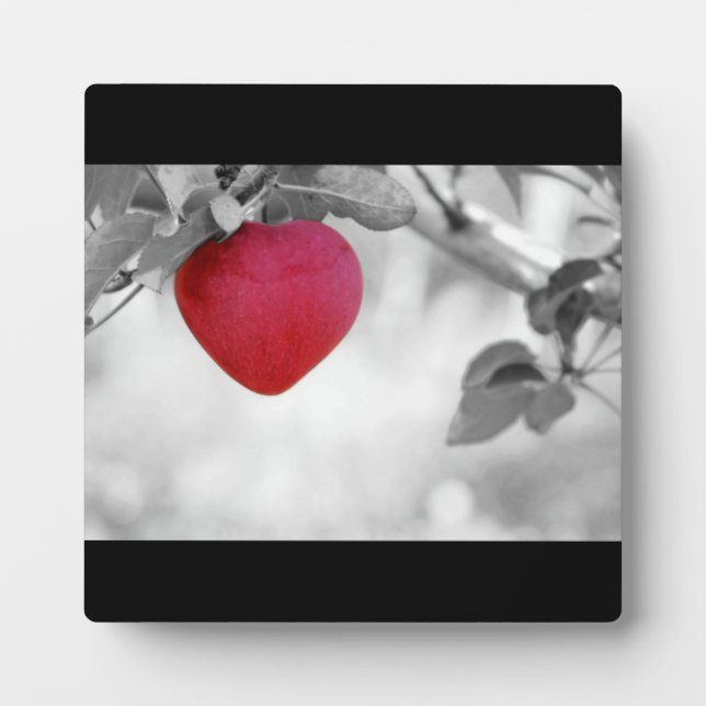 Plaque Photo Pomme en forme de coeur rouge dramatique (Devant)