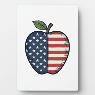 Plaque Photo Pomme patriotique gravure vintage vecteur concepti