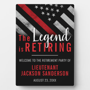 Plaque Photo Pompier Retraite Ligne Rouge Flag Flaman