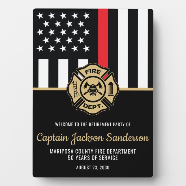 Plaque Photo Pompier Service des incendies Parti de retraite (Devant)