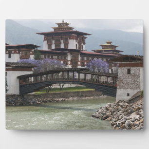 Plaque Photo Pont en porte-à-faux près du palais Punakha Dzong