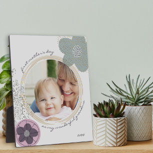 Plaque Photo Pop Art Flower Blue Grey Editable Occasion Photo P