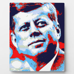 Plaque Photo Pop Art JFK John F. Kennedy Red Blue