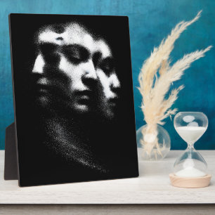 Plaque Photo Portrait au visage pointillé dans l'obscurité
