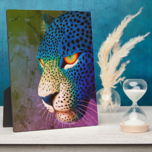 Plaque Photo Portrait de Chat Sauvage Moderne aux Yeux Rouges