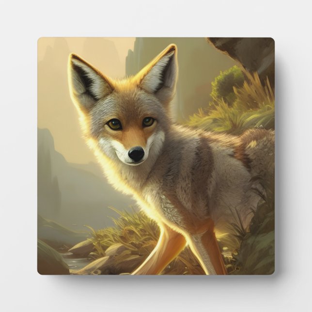 Plaque Photo Portrait de faon de coyote sur tablette (Devant)