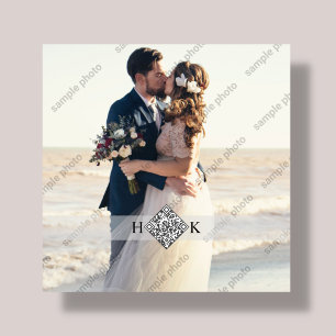 Plaque Photo Portrait de mariage   Code QR monogramme