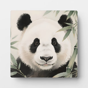Plaque Photo Portrait de Panda Géant en Bambou