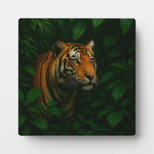 Plaque Photo Portrait de tigre du Bengale majestueux dans la ju