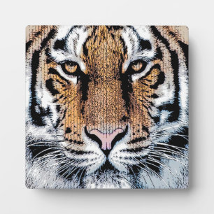 Plaque Photo Portrait de tigre en style Presse Graphique