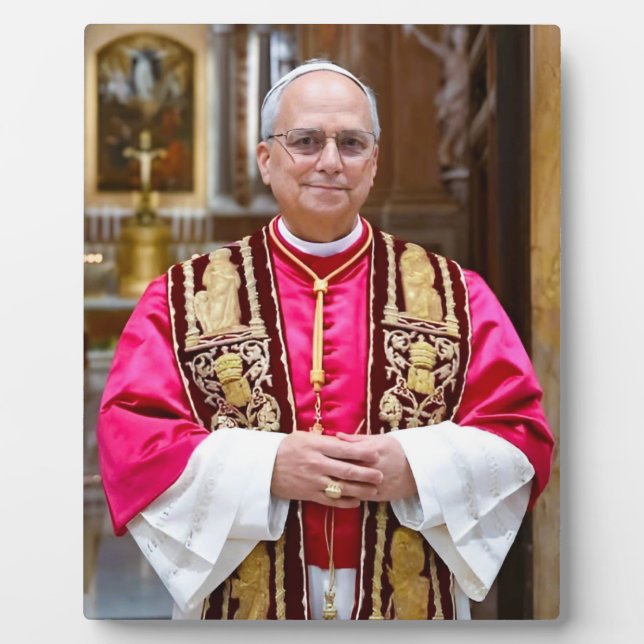 Plaque Photo Portrait du Pape Léon XIV (Devant)