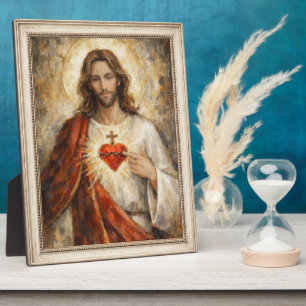Plaque Photo Portrait du Seigneur Sacré-Cœur Jésus-Christ 