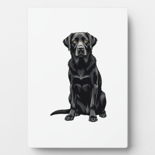 Plaque Photo Portrait Illustré de Chien Labrador Retriever Noir