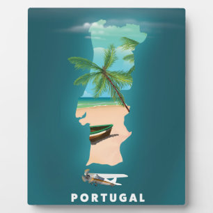 Plaque Photo Portugal Map travel poster print.