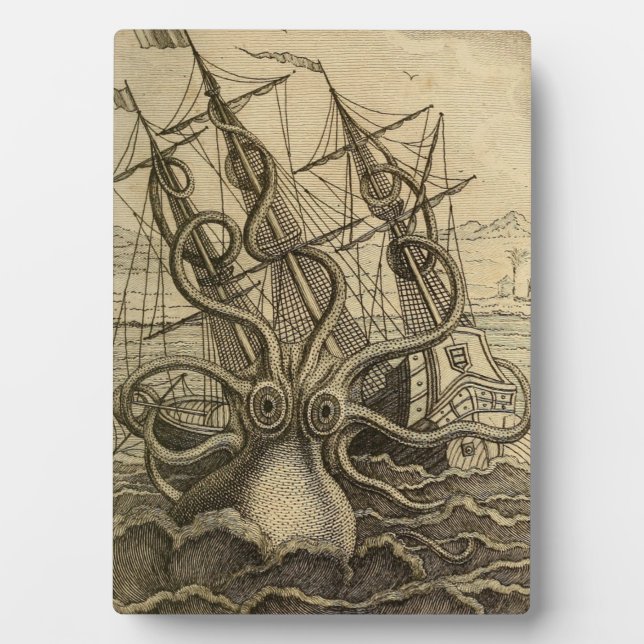 Plaque Photo Poster de navire géant de calmar Kraken (Devant)