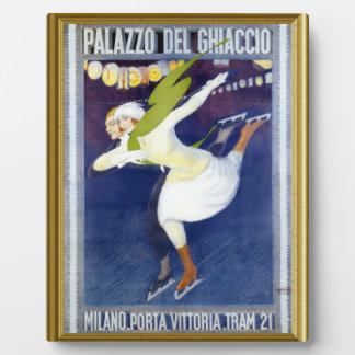Plaque Photo poster vintage italien de patinage sur glace