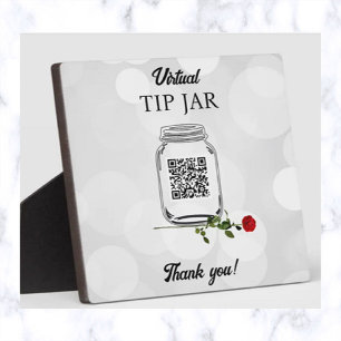 Plaque Photo Pot à pourboire avec code QR modifiable et rose