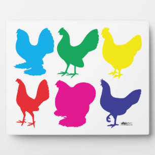 Plaque Photo Poules colorées