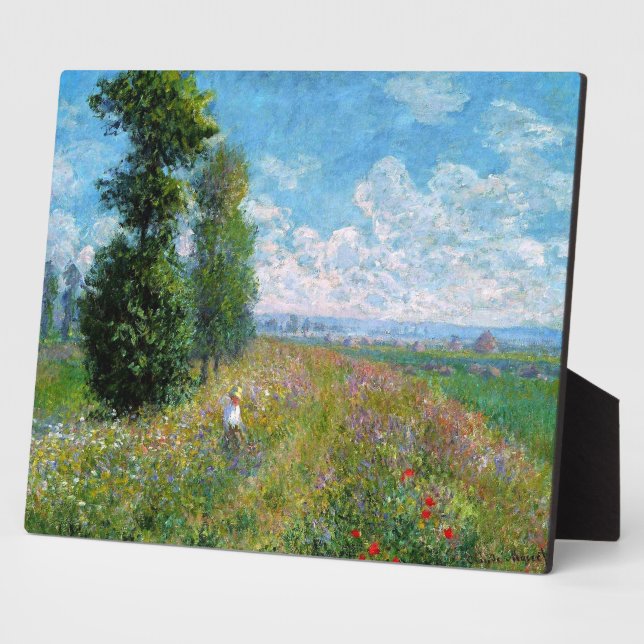 Plaque Photo Pré avec des peupliers par Claude Monet (Côté)