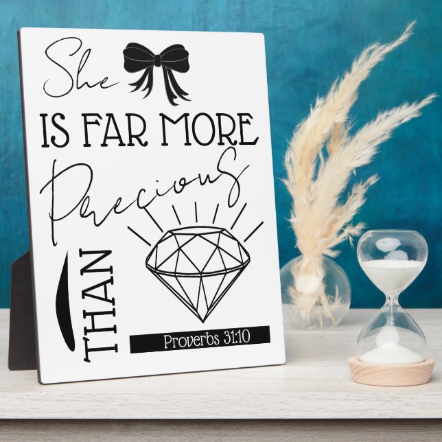 Plaque Photo Precious Than Jewels Bible Verse Proverbs 31:10 (Côté)