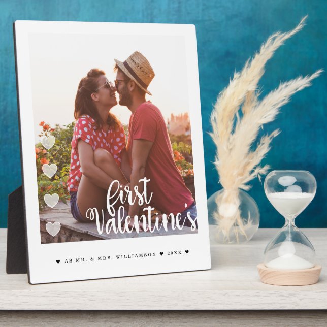 Plaque Photo Premier Saint-Valentin en tant que photo de couple (Côté)