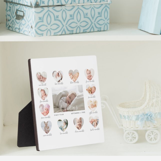 Plaque Photo Première année de bébé Coeur photo Keepsaké Collag (Créateur téléchargé)