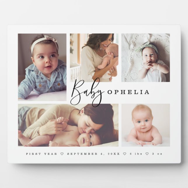 Plaque Photo Première année de nouveau-né photo Collage de phot (Devant)