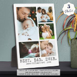 Plaque Photo Première Fête des pères MEILLEUR PAPA JAMAIS Colla<br><div class="desc">Créez un collage photo commémoratif en conservant 5 photos avec un titre modifiable (exemple indiqué BEST. PAPA. EVER.) et une deuxième ligne de texte pour votre message personnel (l'exemple montre PREMIÈRE FÊTE DES PÈRES ou changer en FÊTE DES PÈRES HAPPY ou ajouter des noms) dans un type classique gris charbon....</div>