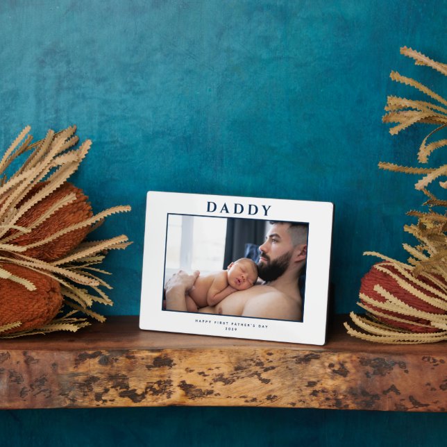 Plaque Photo Première Fête des pères Muet bleu & blanc Personna (Côté)