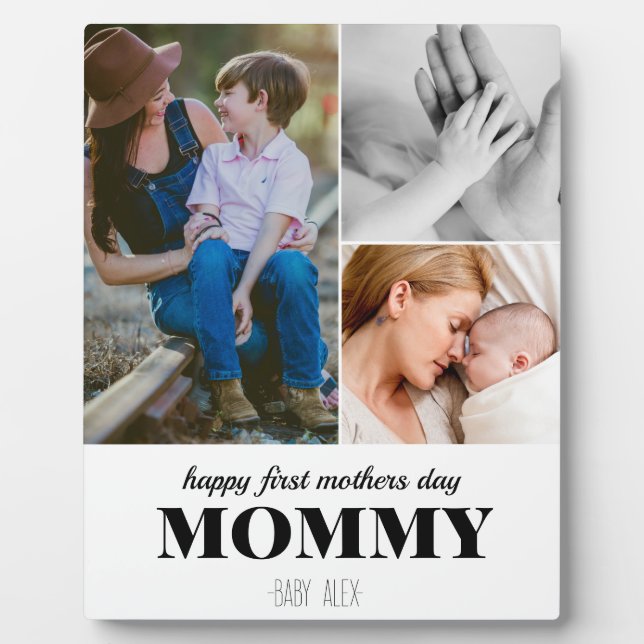 Plaque Photo première journée de la mère mignonne 3photo collag (Devant)
