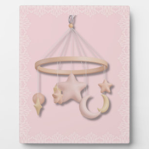 Plaque Photo Première Mobile de Bébé   Lune et Étoiles Pastel